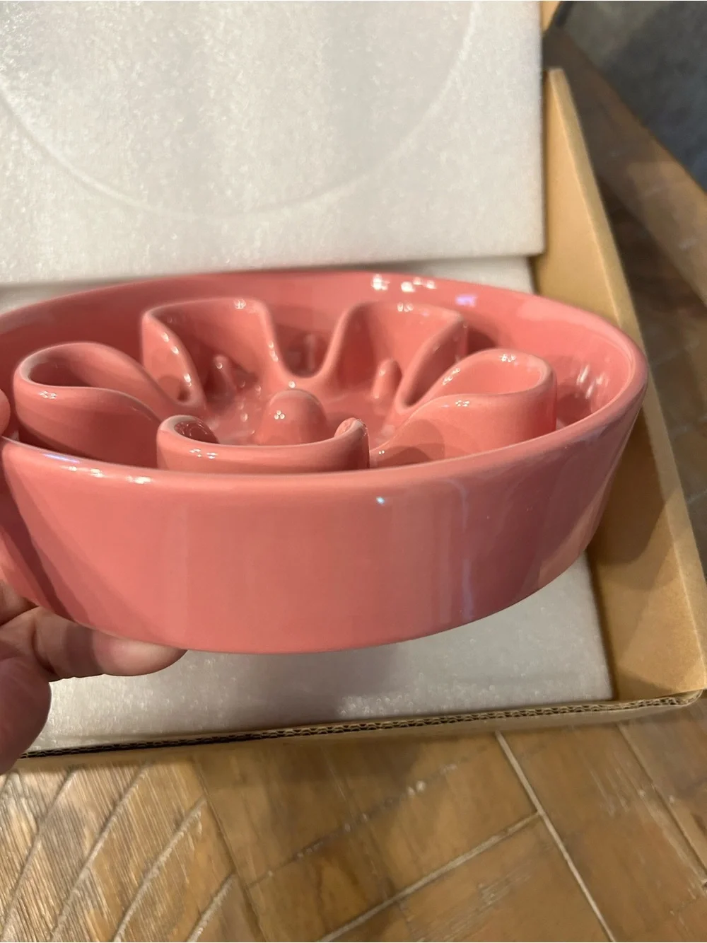 Slow Feed Dog Bowl - Pink Ceramic Slow Feeder
